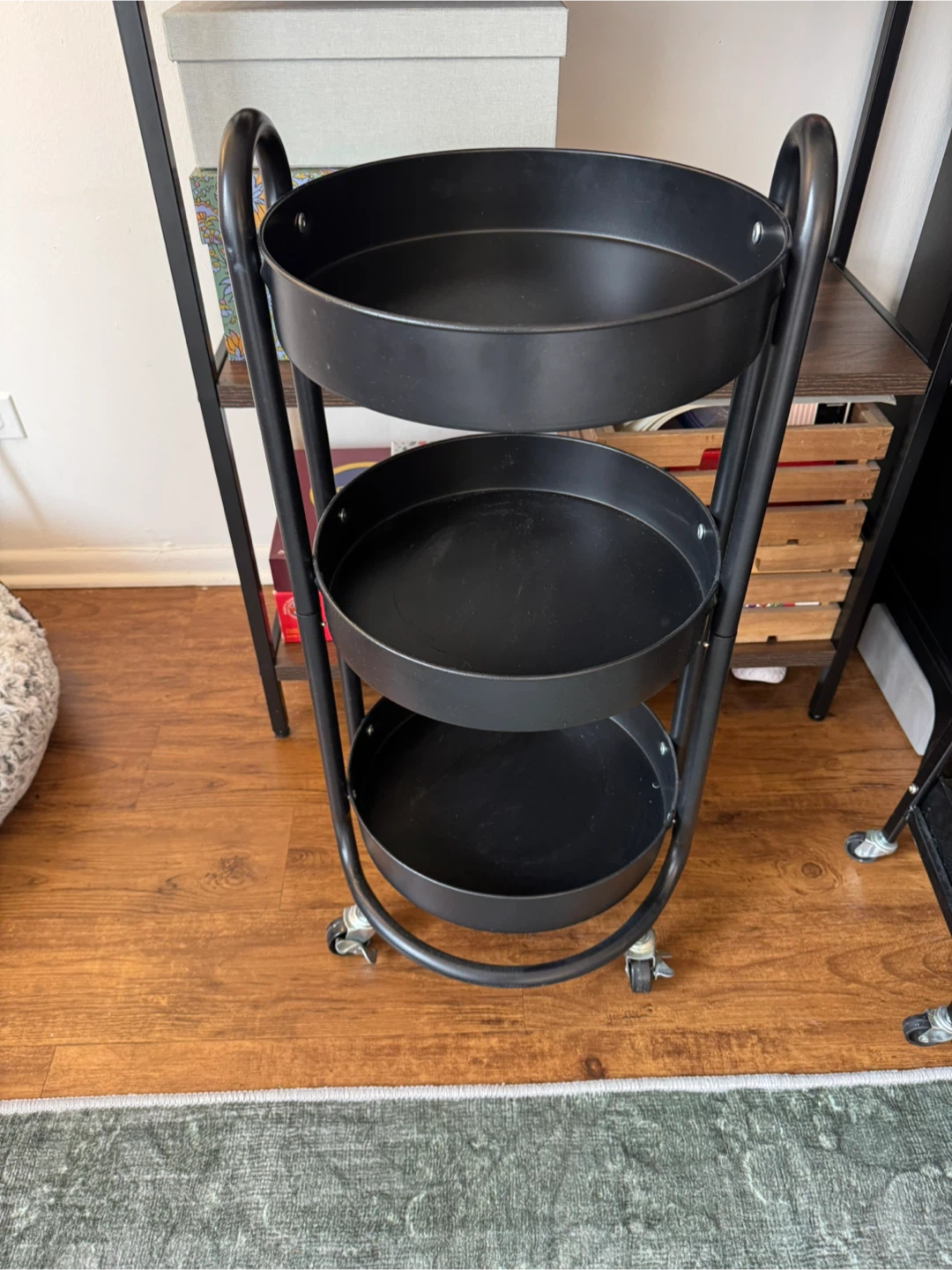 Black 3-Tier Rolling Utility Cart