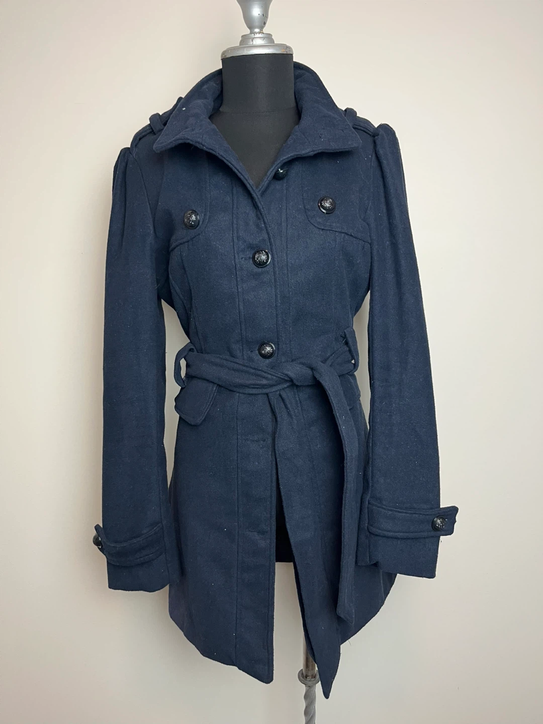 Miss London Wool Blend Coat - Size L