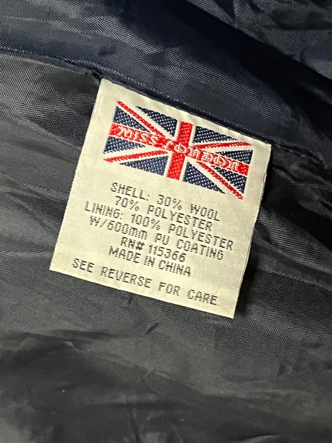 Miss London Wool Blend Coat - Size L - photo 4