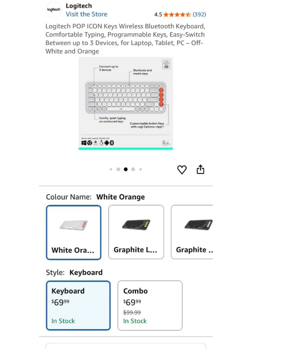 Logitech POP ICON Keys Wireless Bluetooth Keyboard - photo 3