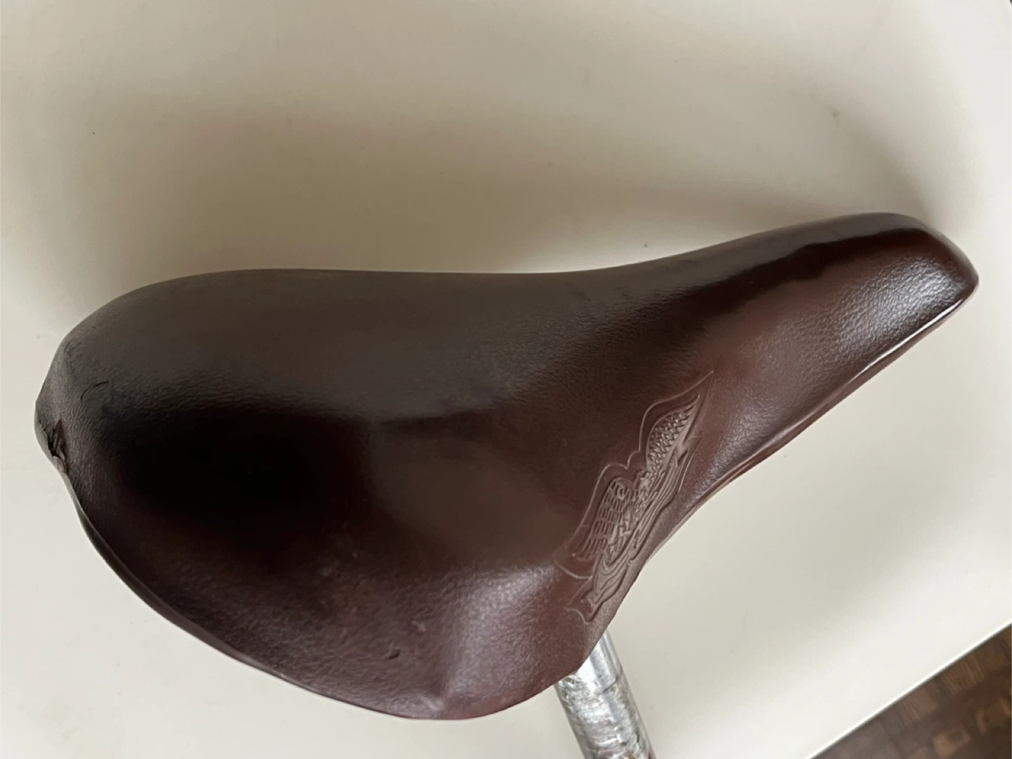 Vintage Brown Leather Bicycle Seat - photo 4