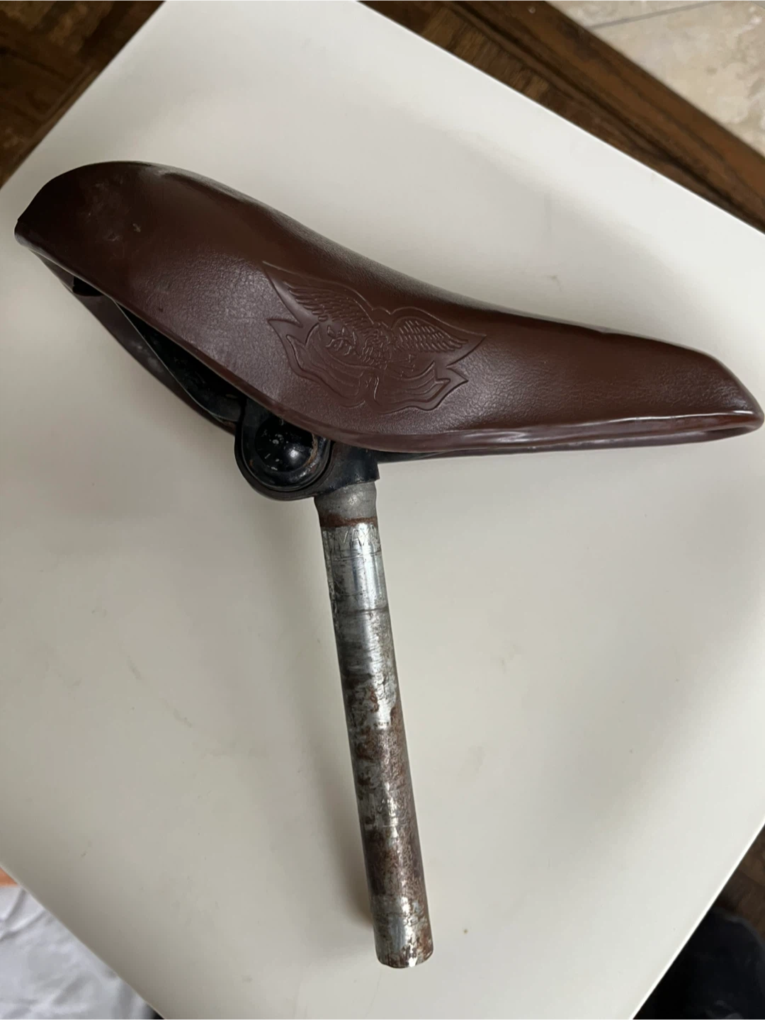 Vintage Brown Leather Bicycle Seat - photo 2