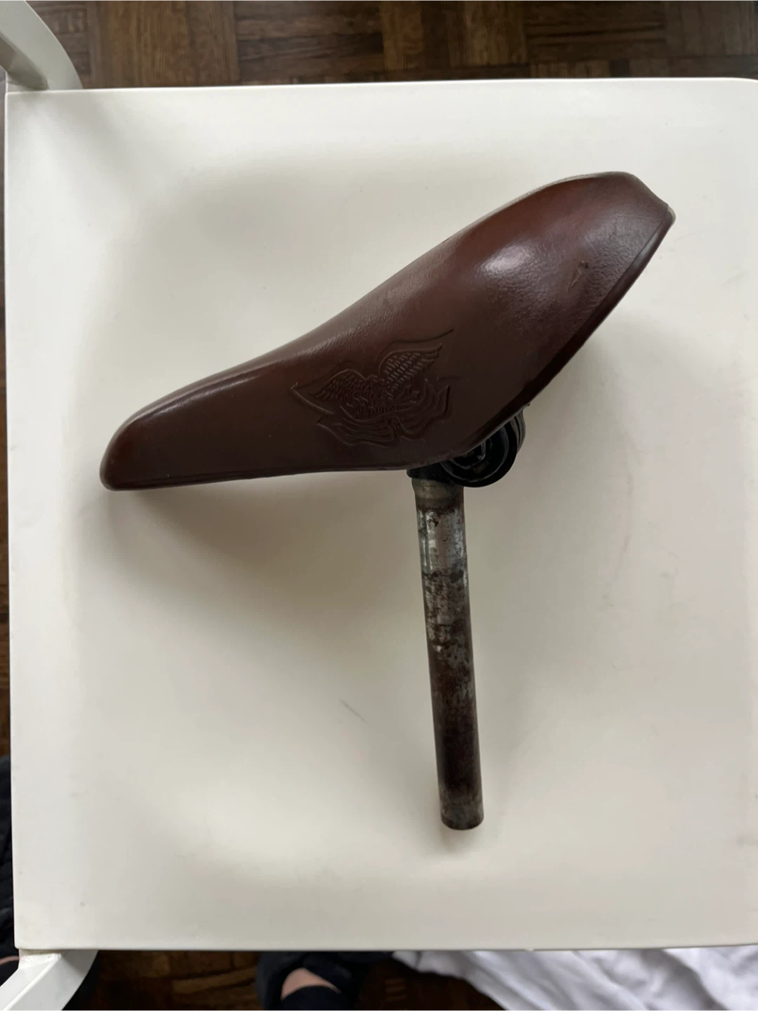 Vintage Brown Leather Bicycle Seat