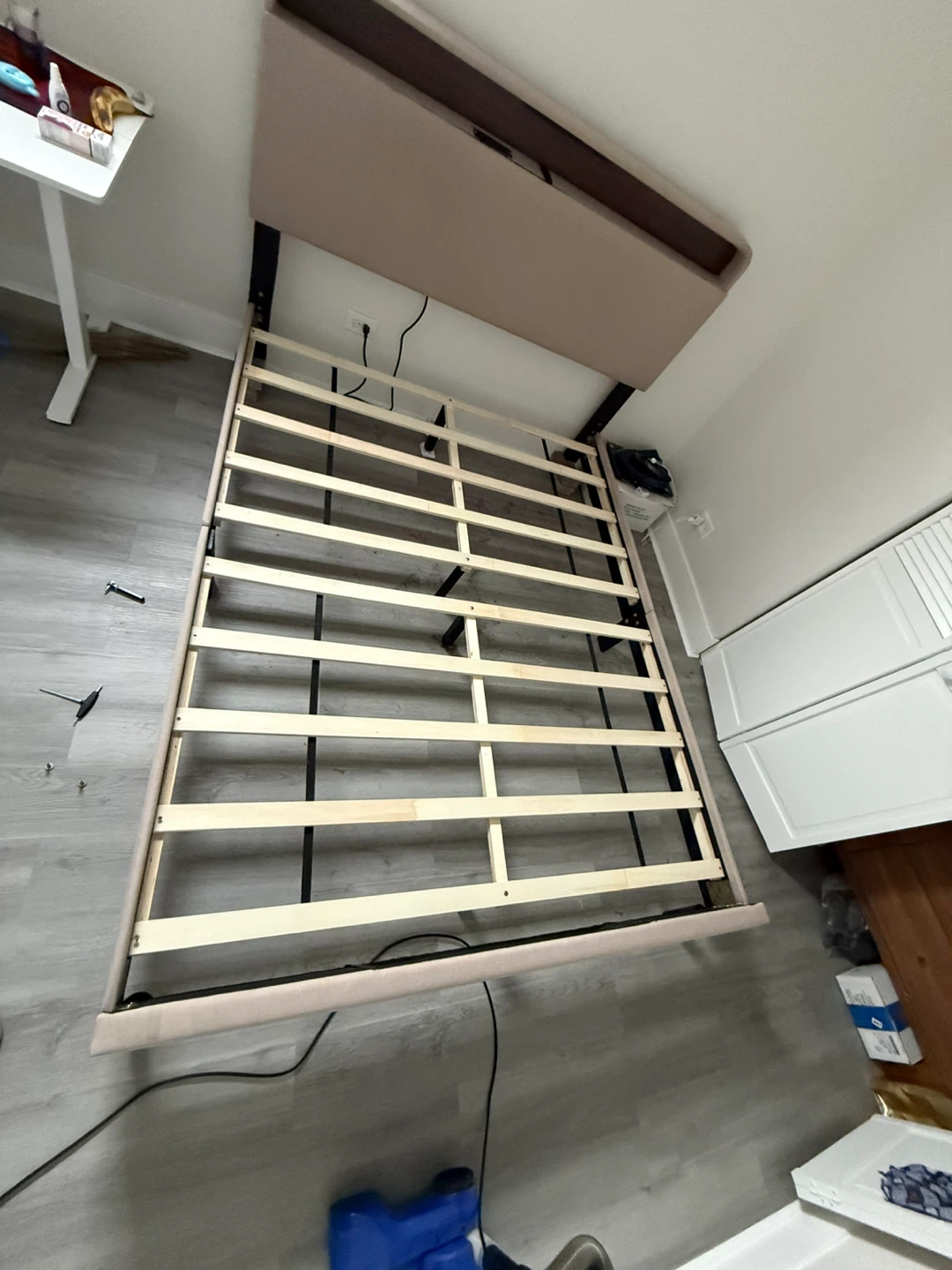 Upholstered Bed Frame with Built-in sensor Lighting & Power