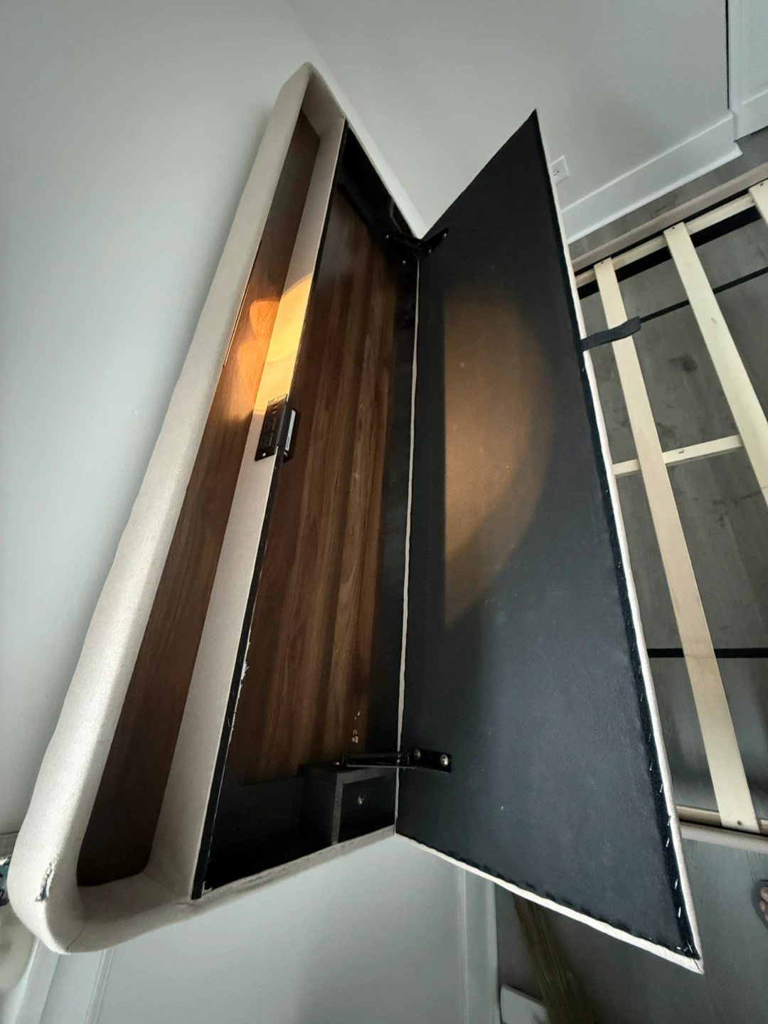 Upholstered Bed Frame with Built-in sensor Lighting & Power - photo 4