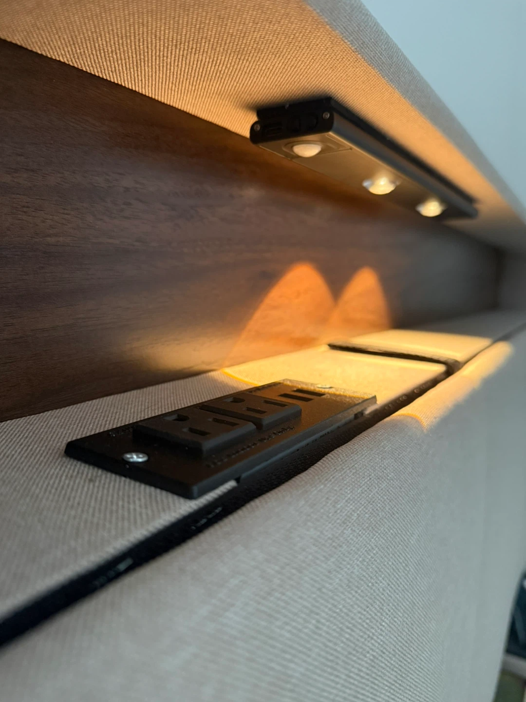 Upholstered Bed Frame with Built-in sensor Lighting & Power - photo 3