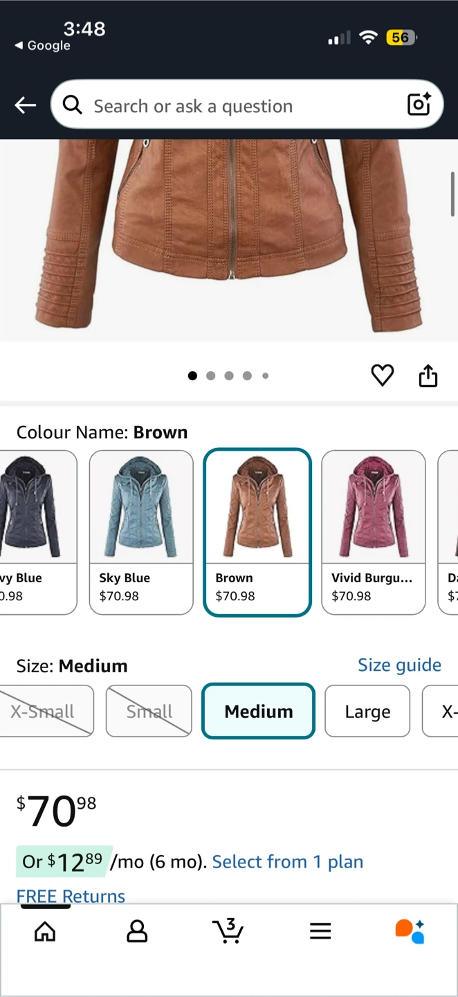 Brown Faux Leather Hooded Jacket - Size Medium - photo 3