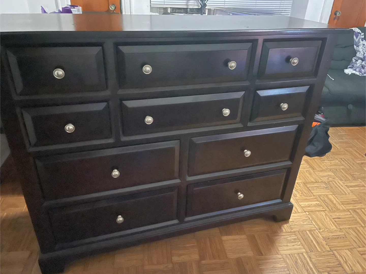 Dark Brown Wood Dresser - 9 Drawers - photo 2