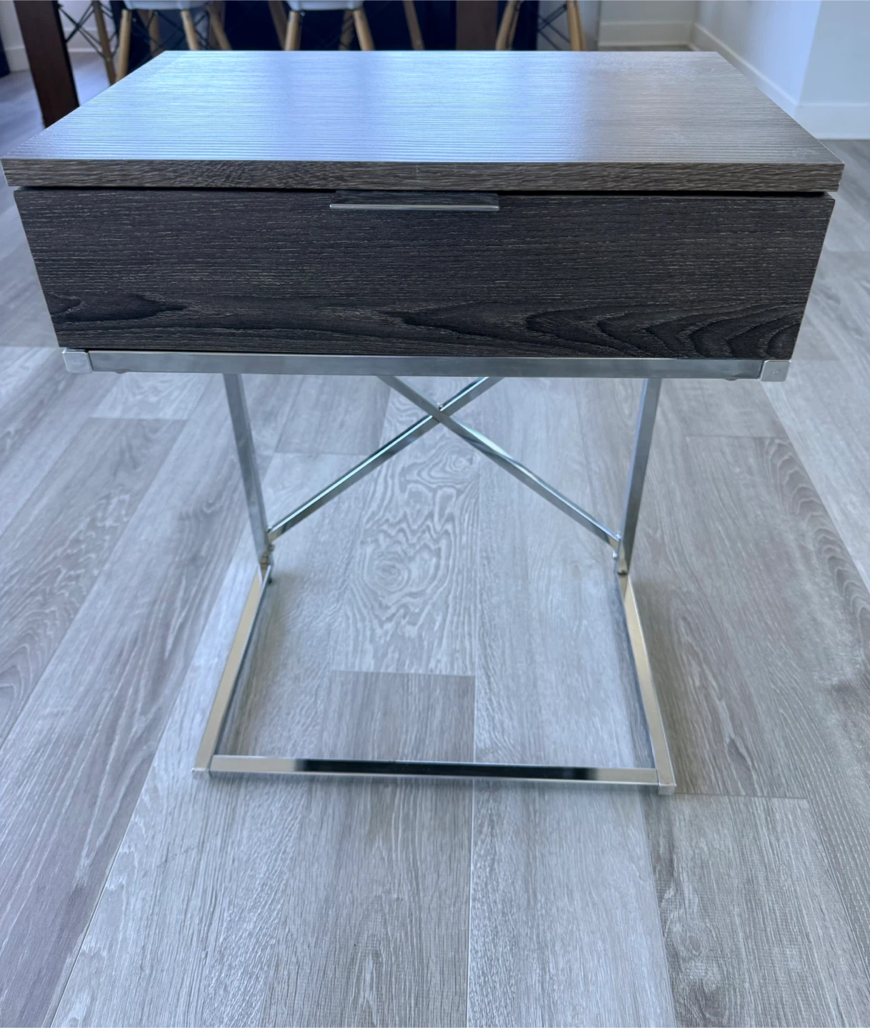 Nightstand with Drawer and Chrome Legs