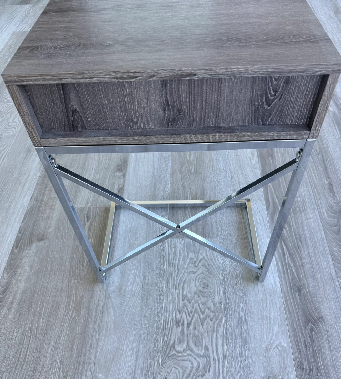 Nightstand with Drawer and Chrome Legs - photo 4