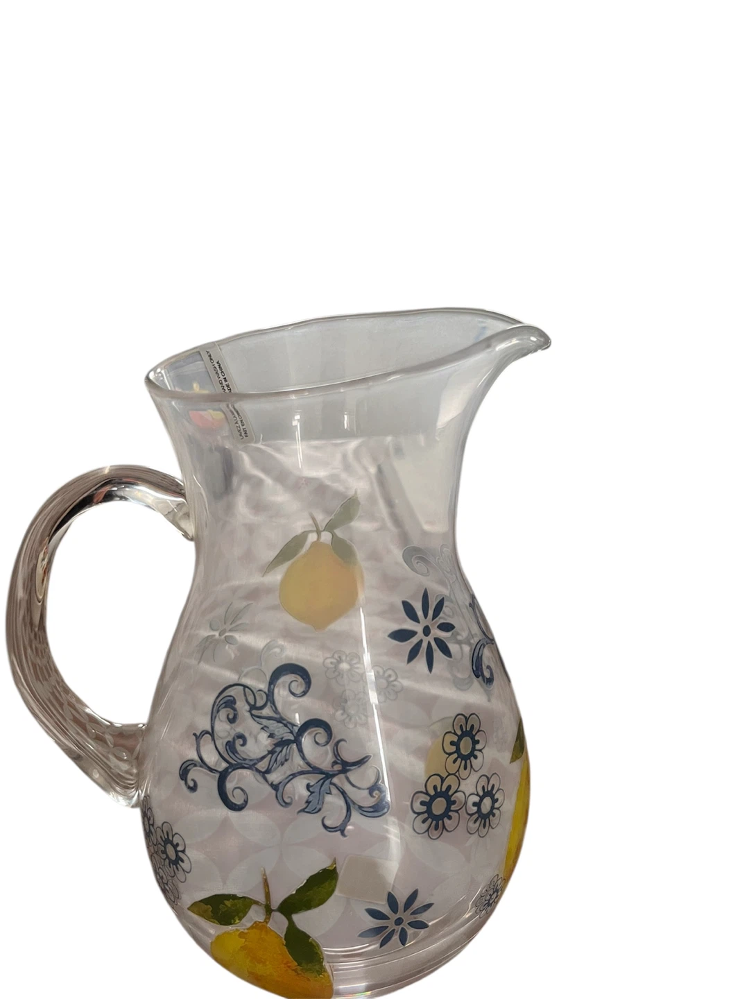 Glass Pitcher with Floral and Lemon Design - photo 2