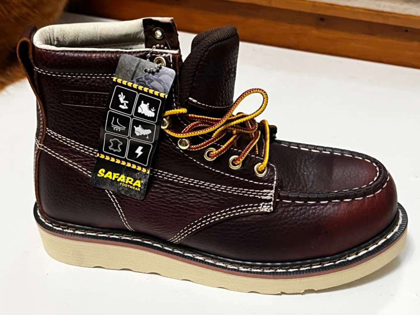 Safara Footwear Brown Leather Work Boots