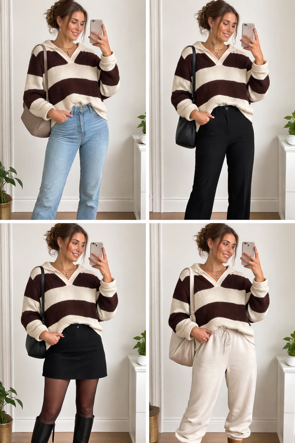 Striped Knit Polo Sweater
