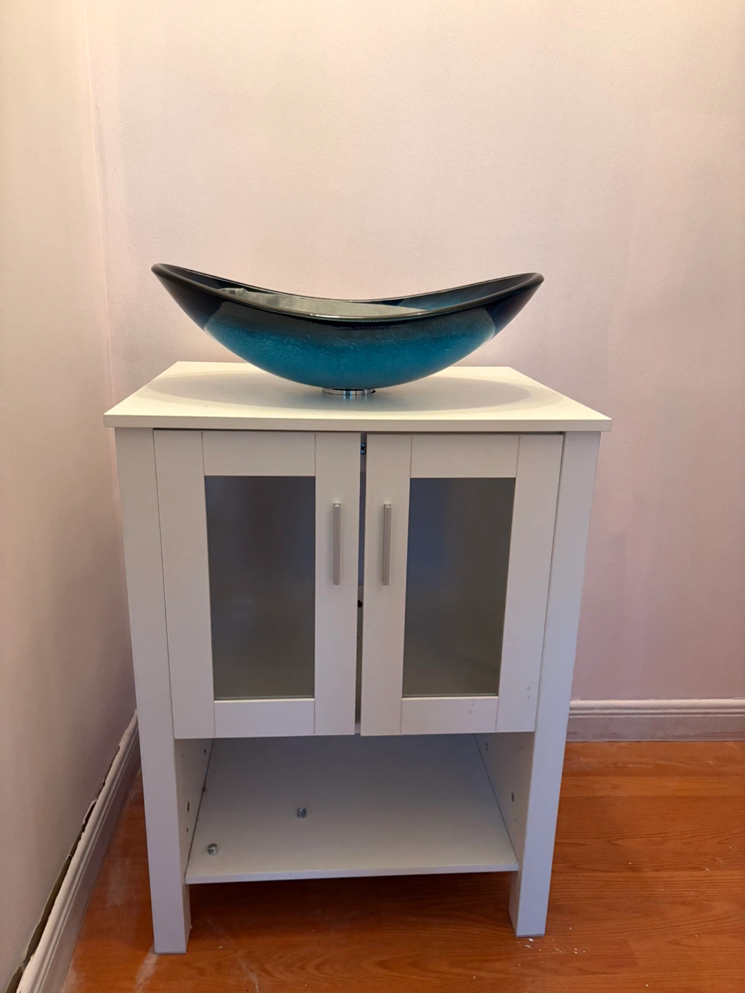Bathroom Vanity with Blue Glass Vessel Sink - photo 2