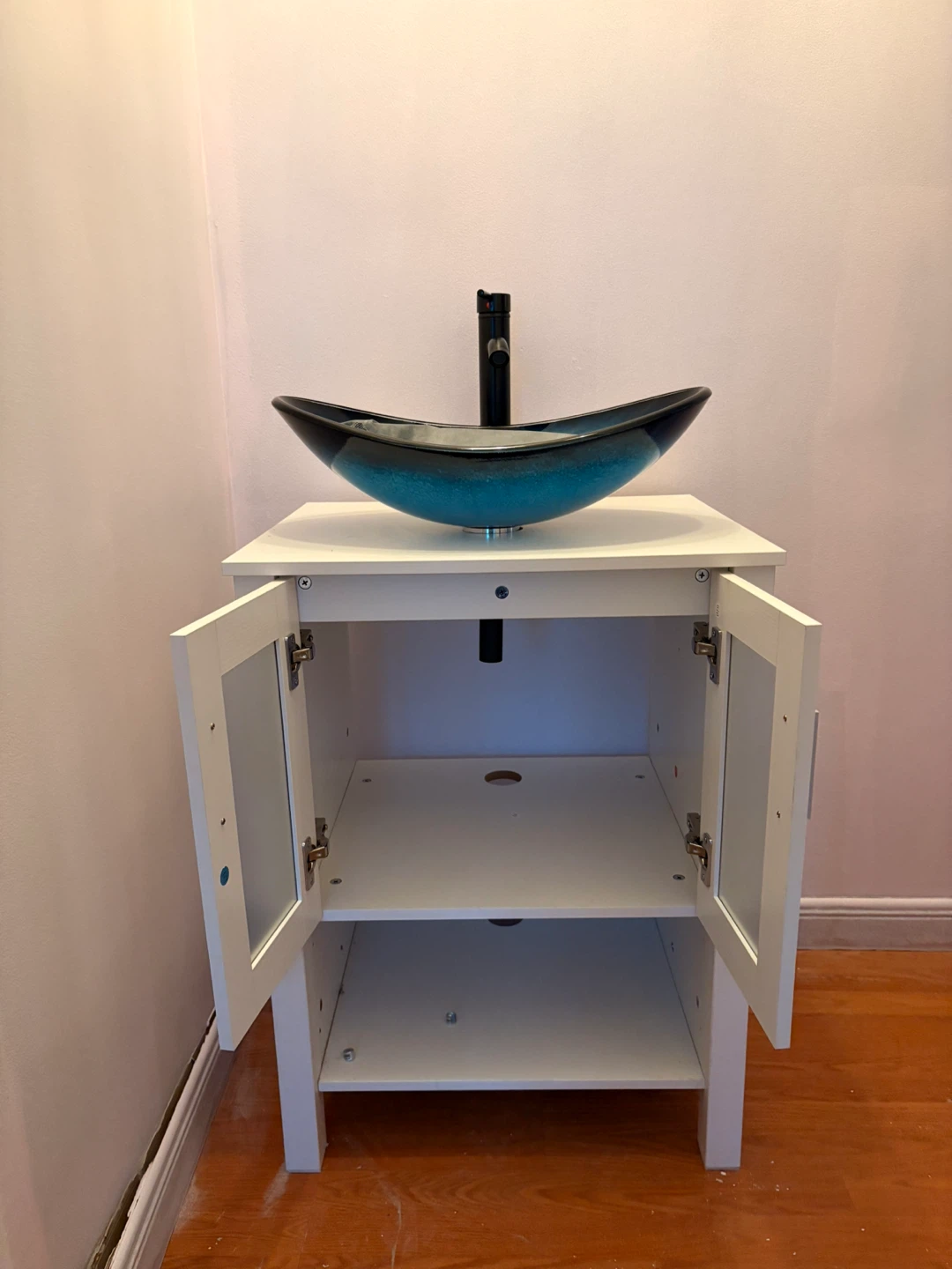 Bathroom Vanity with Blue Glass Vessel Sink - photo 3