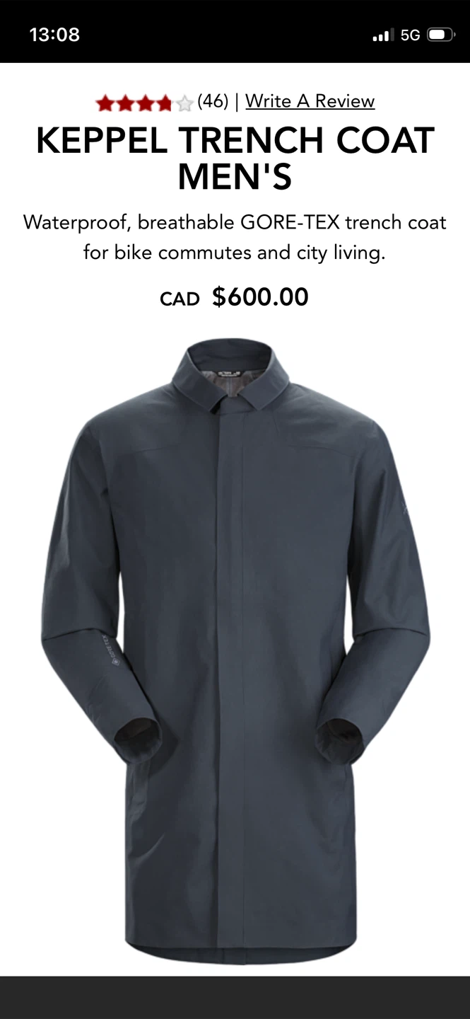 Arc'teryx Keppel Trench Coat - Orion Colour