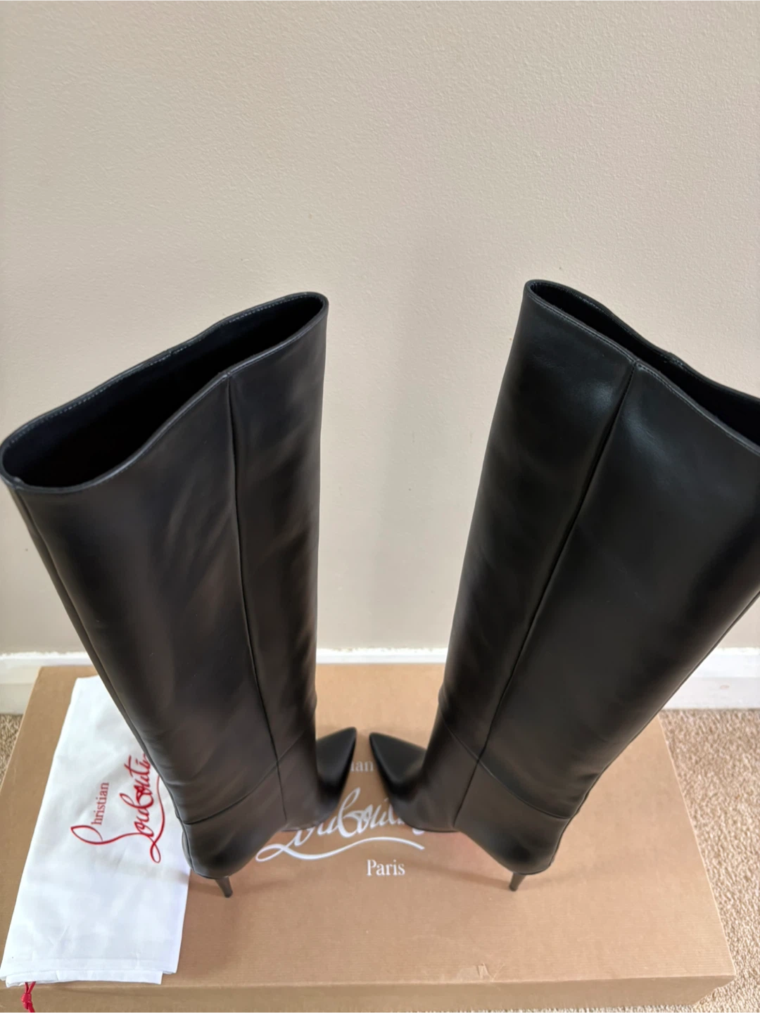 Christian Louboutin Astrilarge 100 Black Leather Boots 38.5 - photo 5