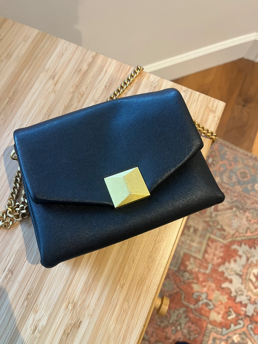 MANGO Faux Leather Chain Crossbody Bag