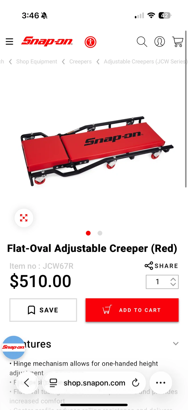 Snap-on Flat-Oval Adjustable Creeper (Red)
