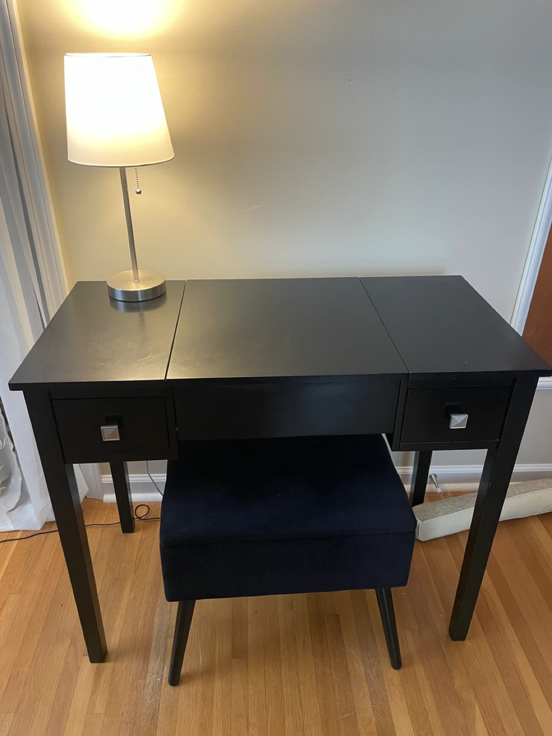 Black Vanity Table with Stool