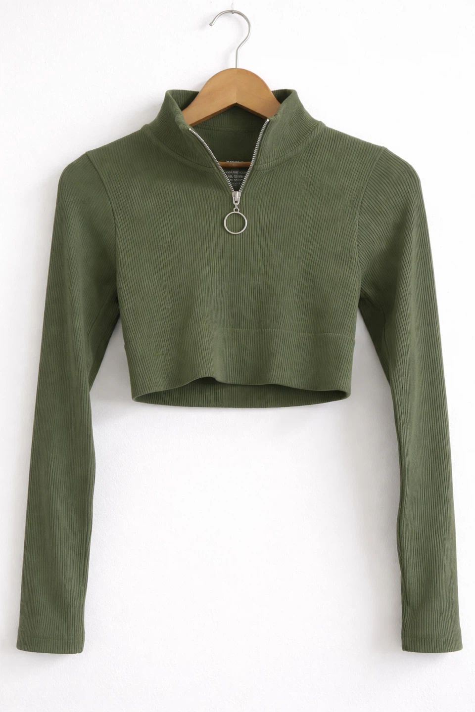Olive Green Ribbed Crop Top