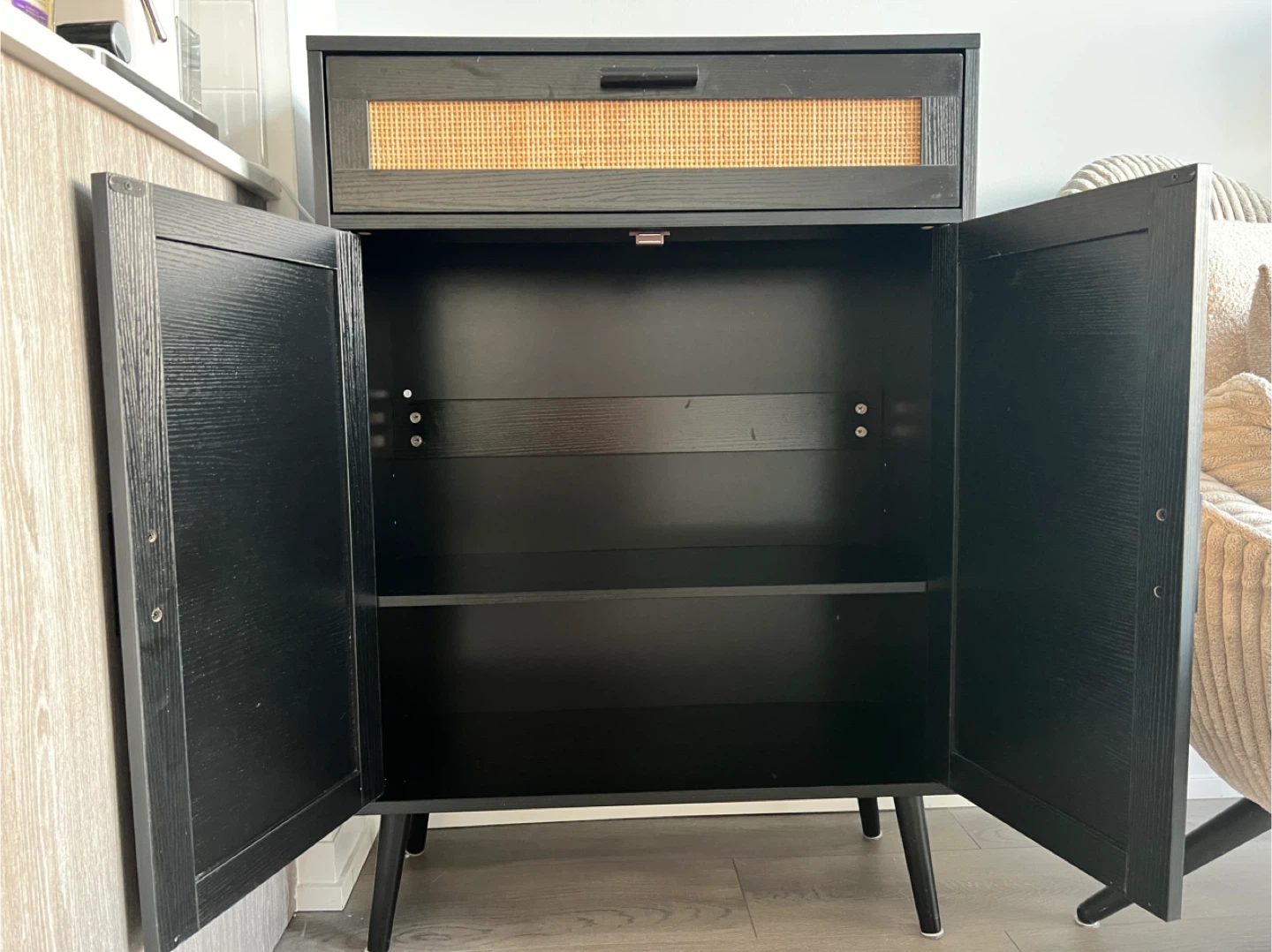 Moving sale- black rattan storage cabinet - photo 2
