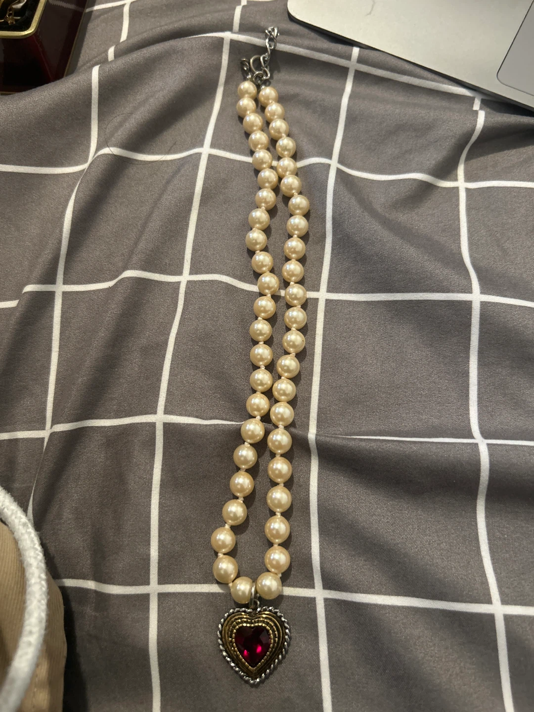 Pearl Necklace with Heart Pendant