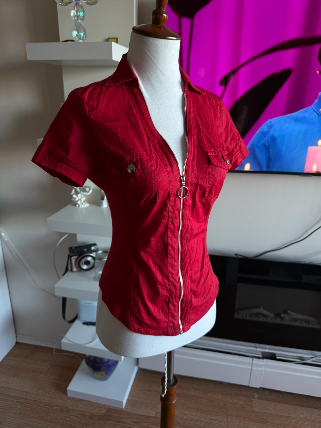 Red Guess Short Sleeve Blouse - photo 2