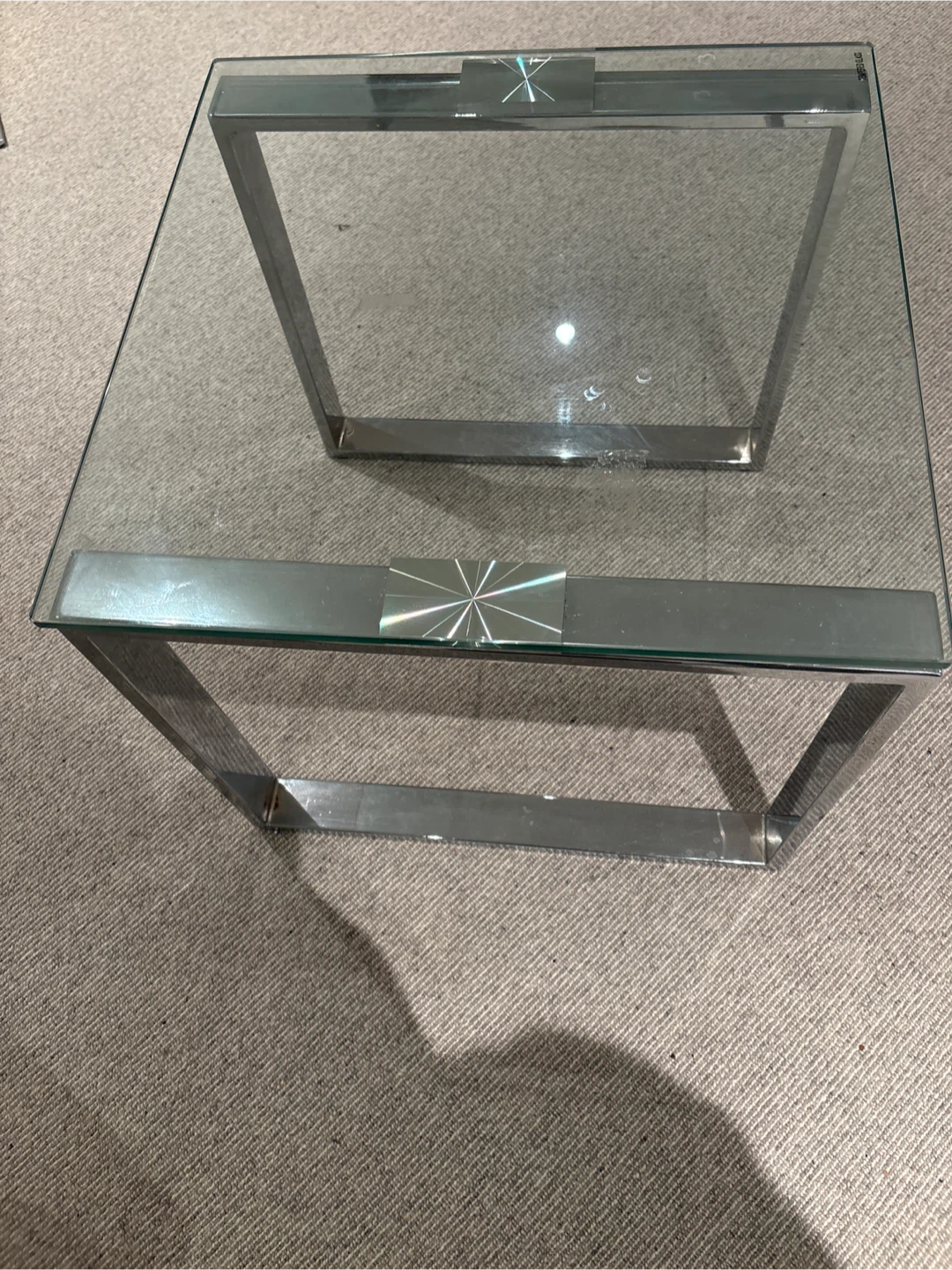 Two Glass Top Coffee Tables with Metal Frame - photo 2