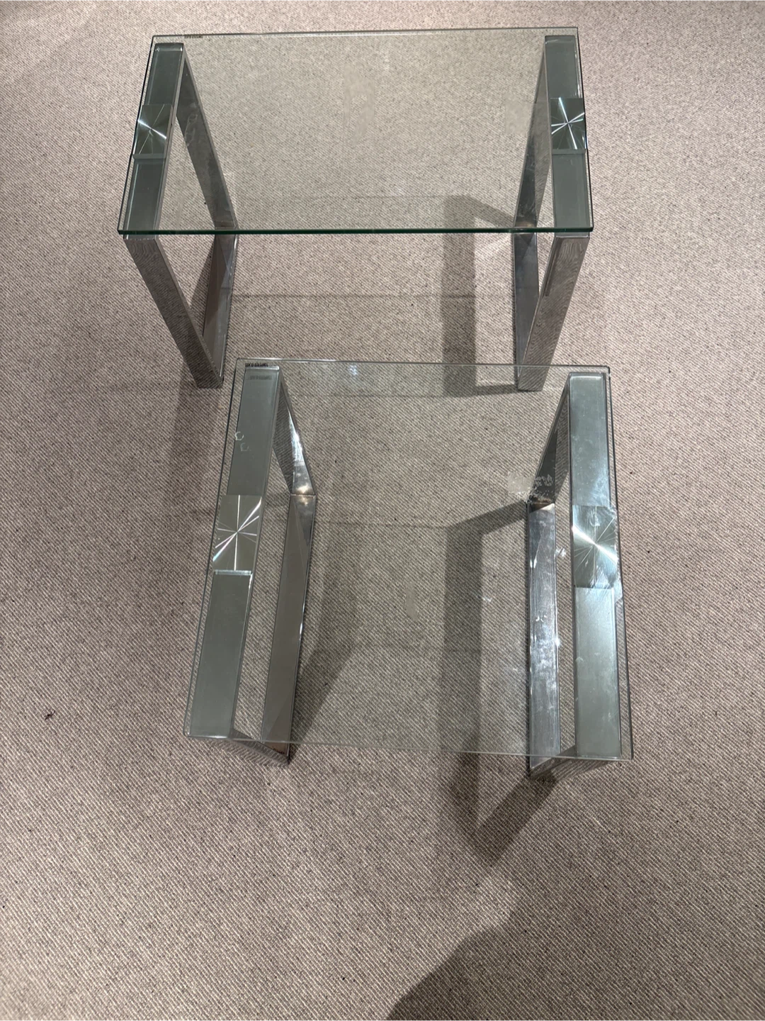 Two Glass Top Coffee Tables with Metal Frame - photo 4