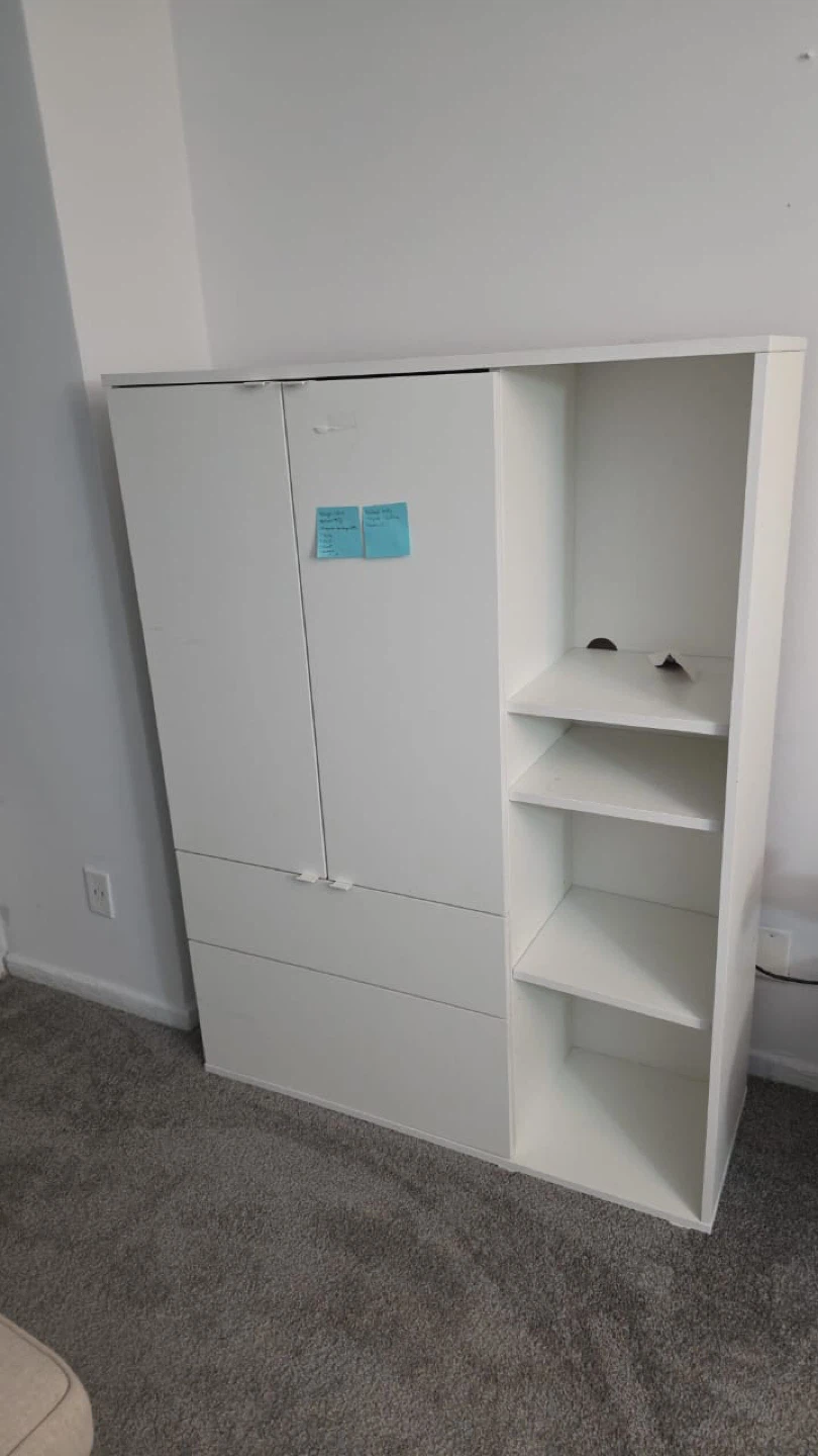 White Wardrobe with Shelves & Drawers