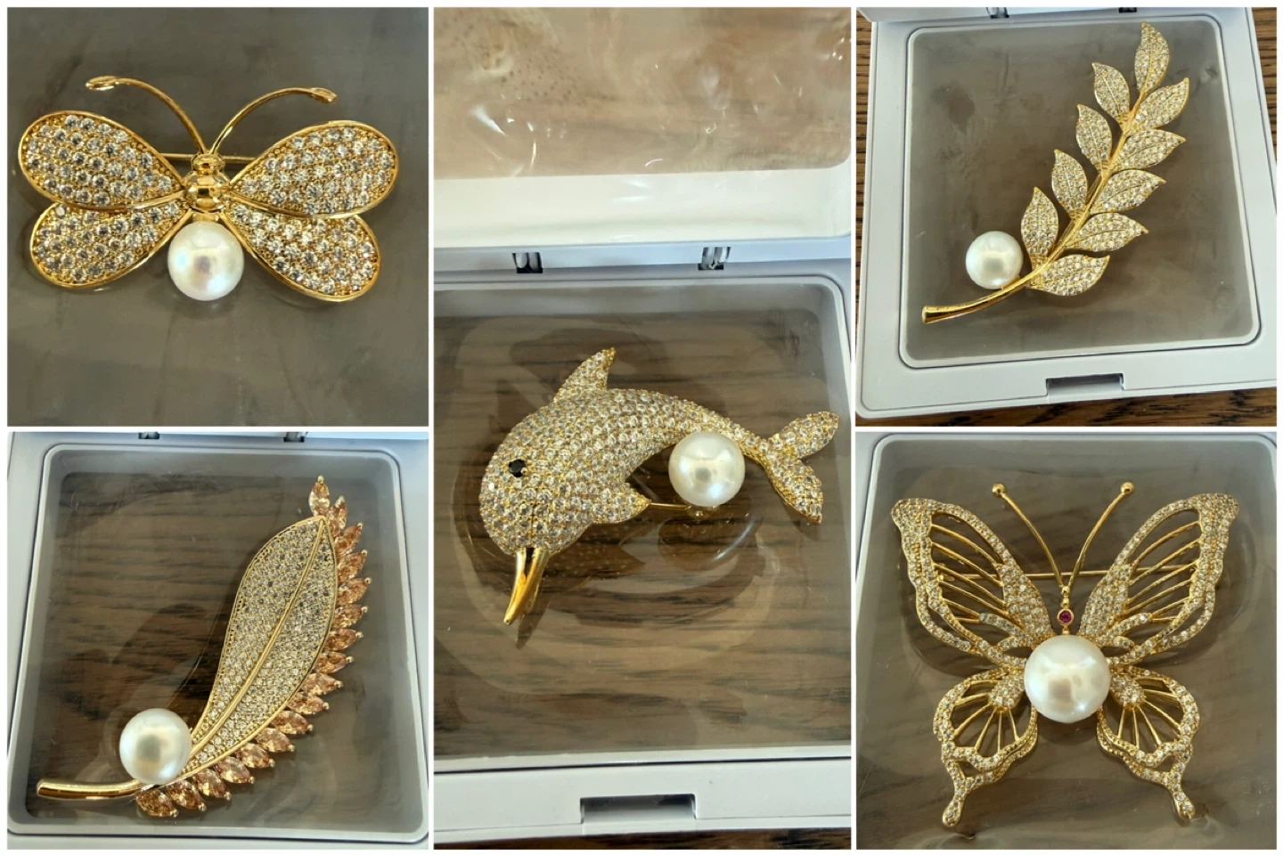 Pearl & Rhinestone Brooches