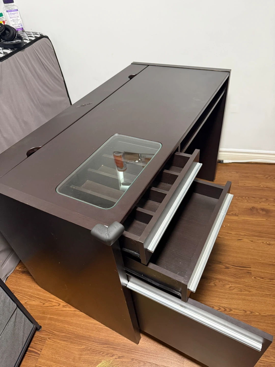 Dark Brown Desk with Built-in Power Outlet- today for 40 only! - photo 4