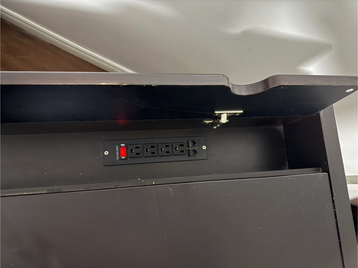 Dark Brown Desk with Built-in Power Outlet- today for 40 only! - photo 5