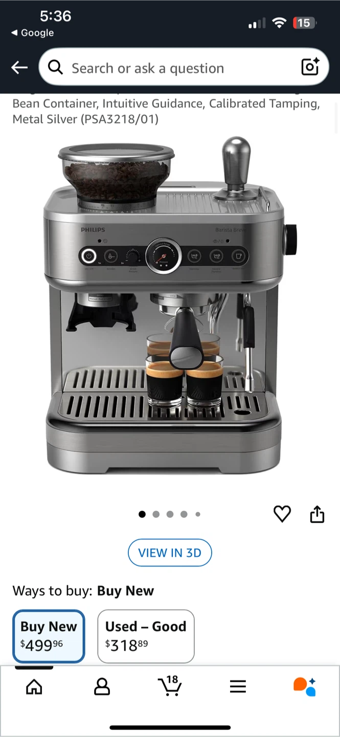 Philips Barista Brew Espresso Machine PSA3218/01