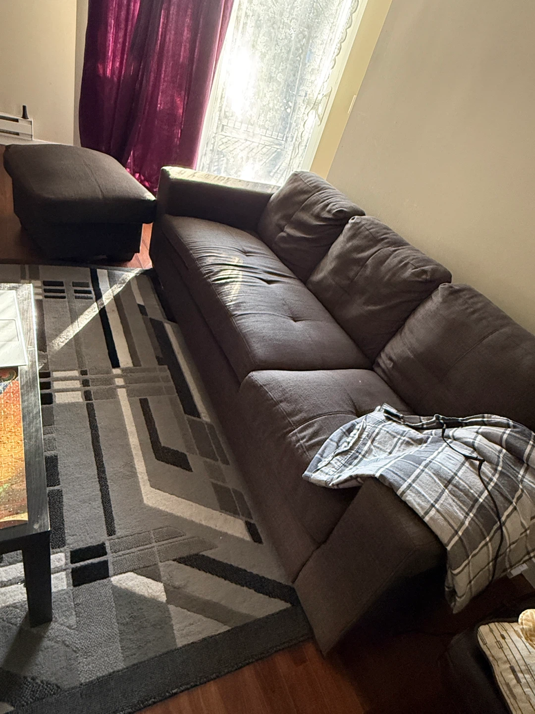 Brown Sofa with Ottoman