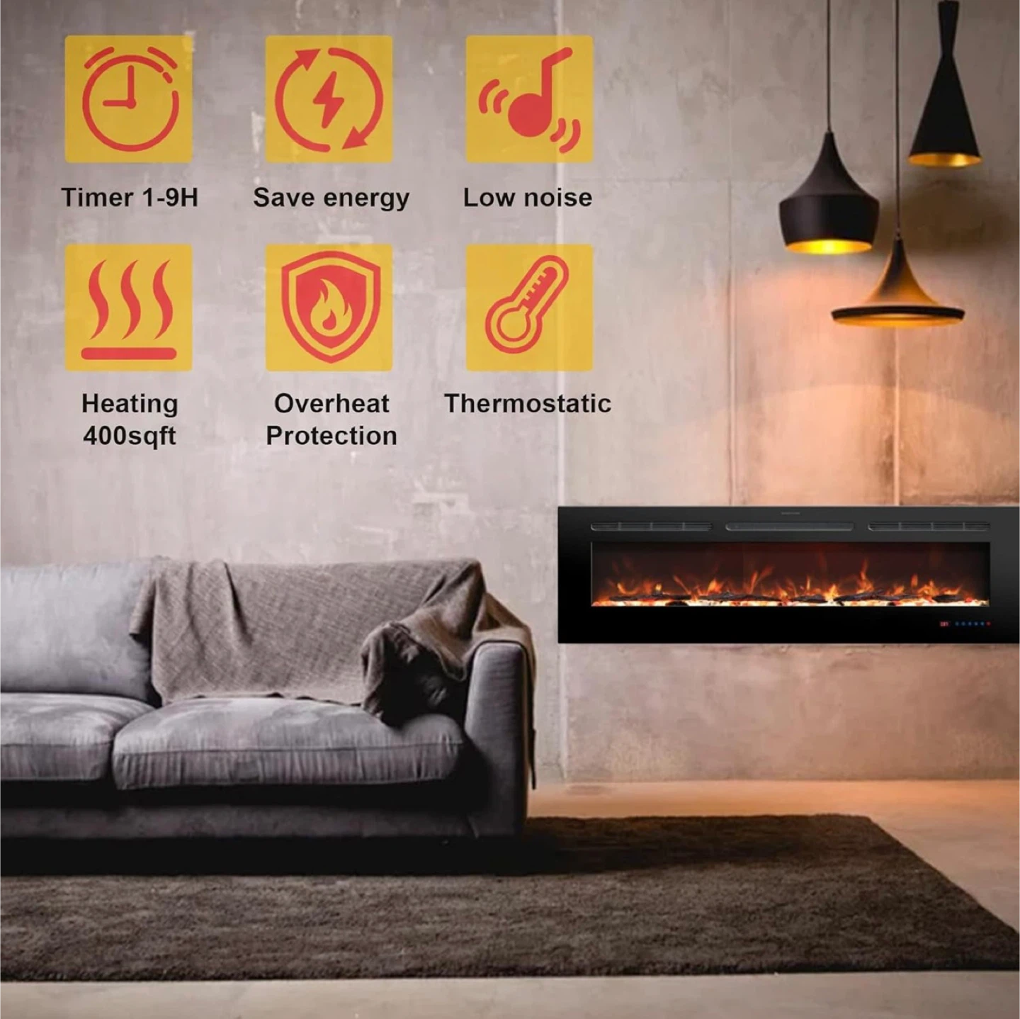 Rodalflame 60 Inches Electric Fireplace Inserts - photo 5