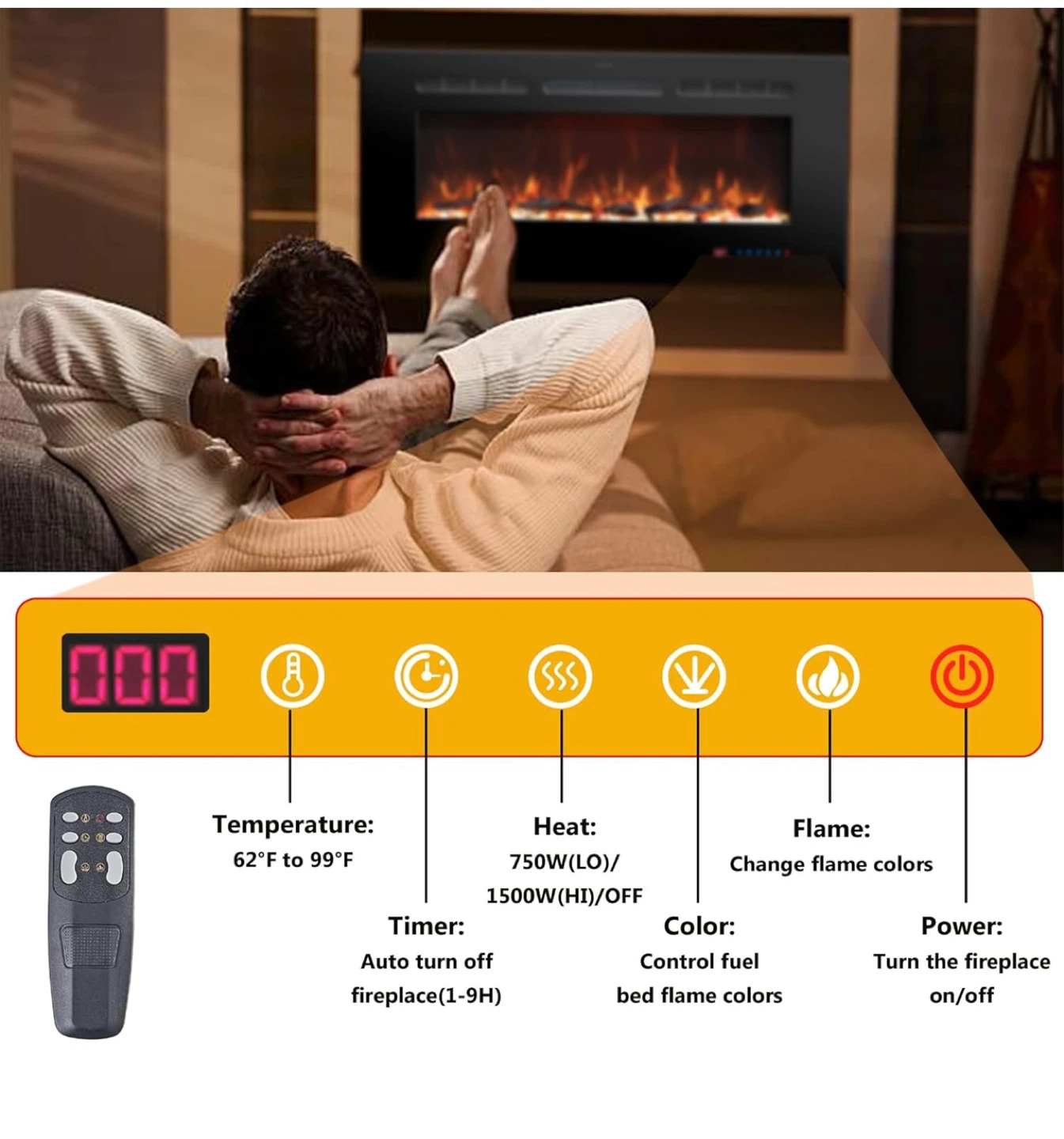Rodalflame 60 Inches Electric Fireplace Inserts - photo 3