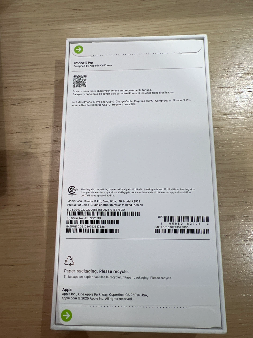 Brand new - in box New Apple iPhone 17 Pro Deep Blue 1TB - photo 3