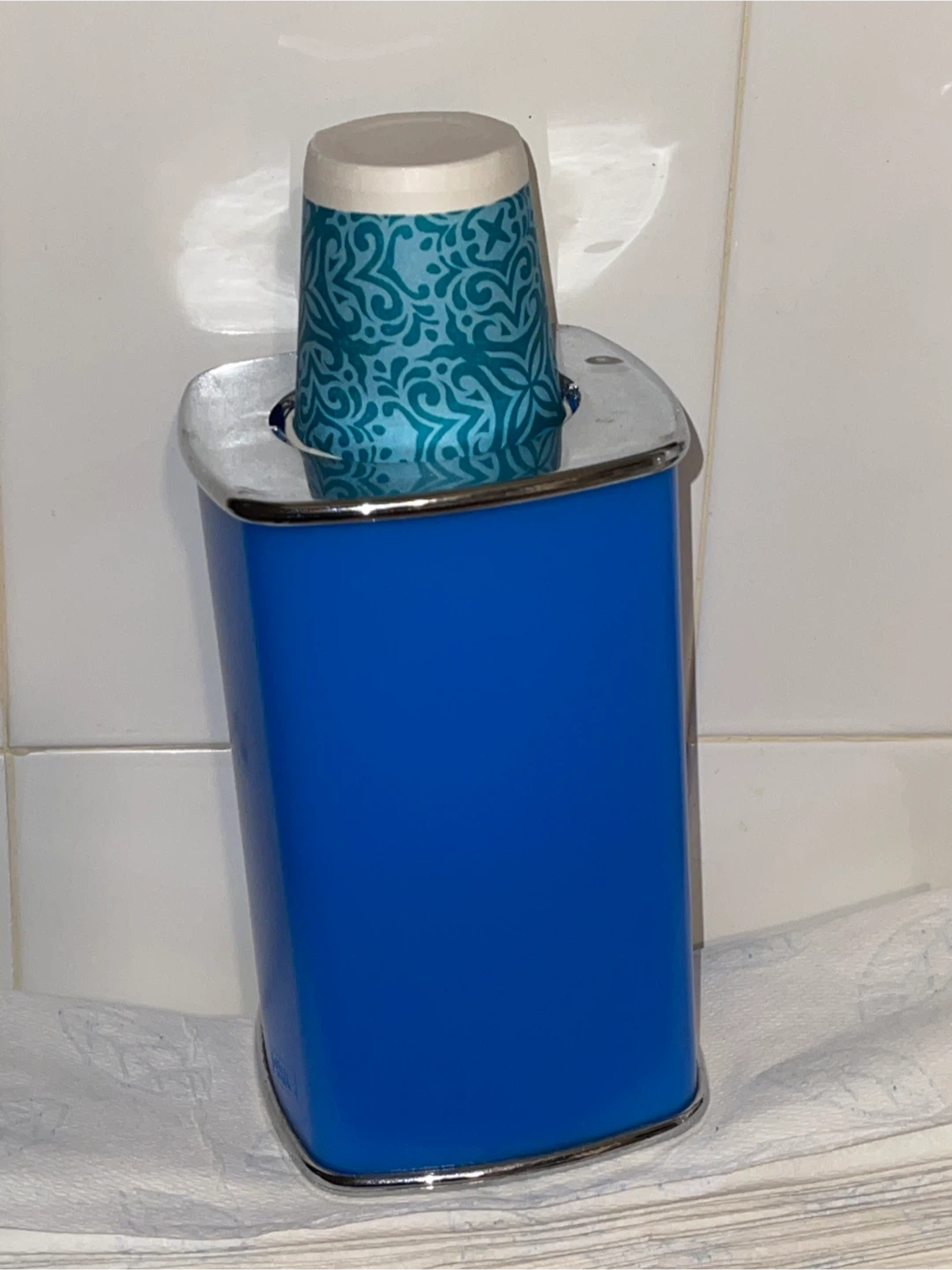 Blue Bathroom Cup Dispenser
