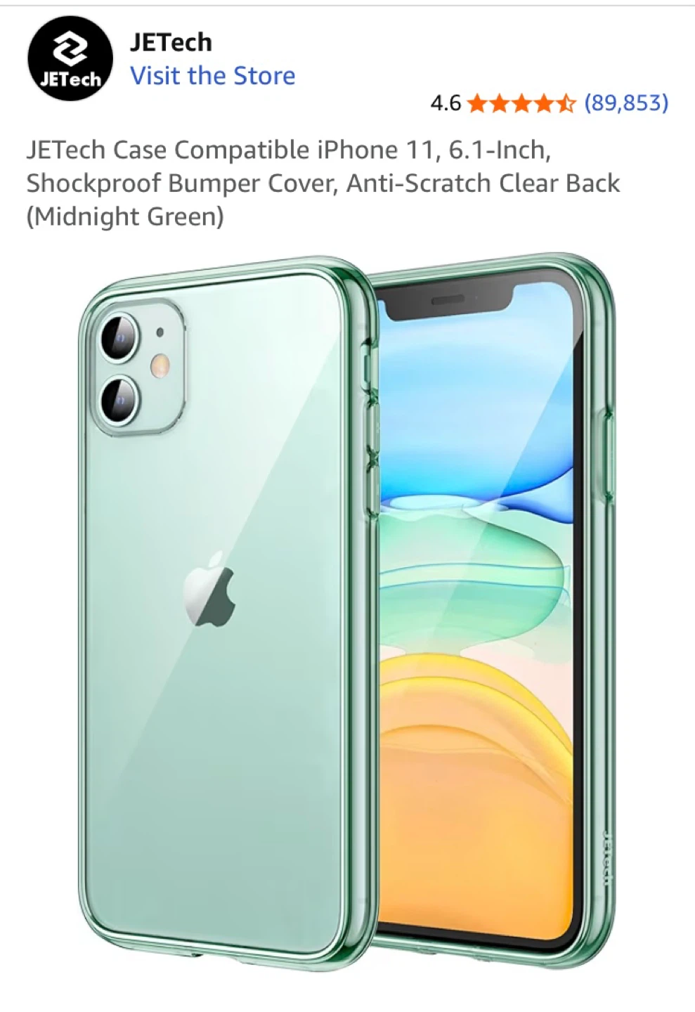 JETech iPhone 11 Case - Midnight Green - New