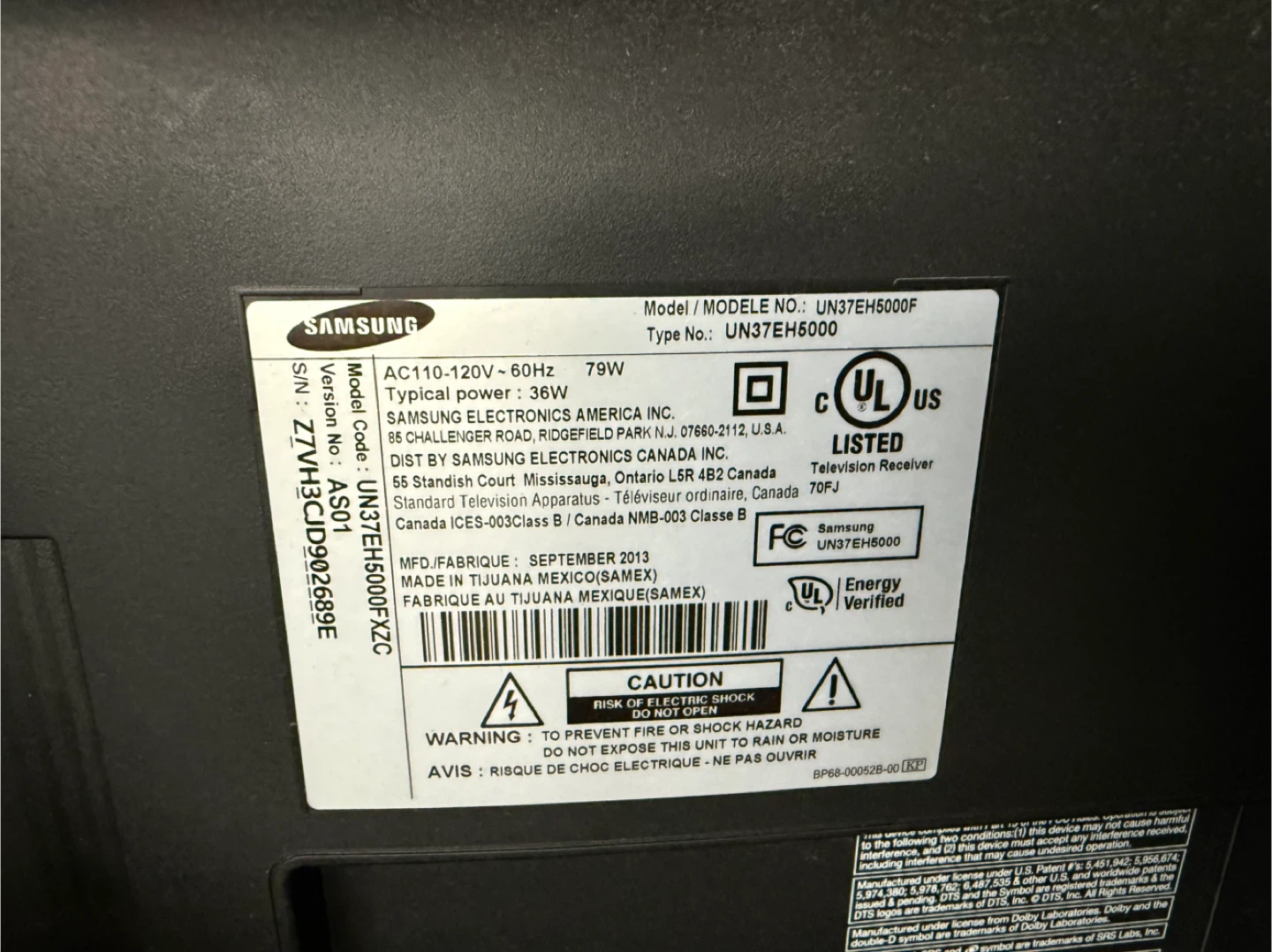 Samsung UN37EH5000F 37" TV - photo 4