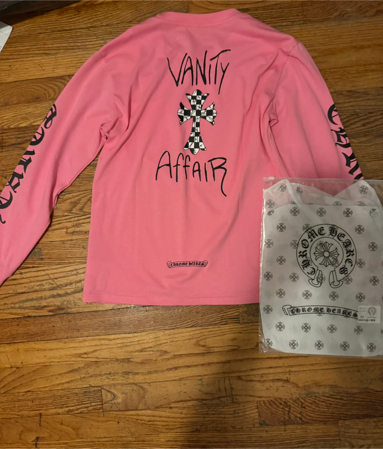 (RECIEPT)Chrome Hearts Pink Long Sleeve Shirt - Size M - photo 2
