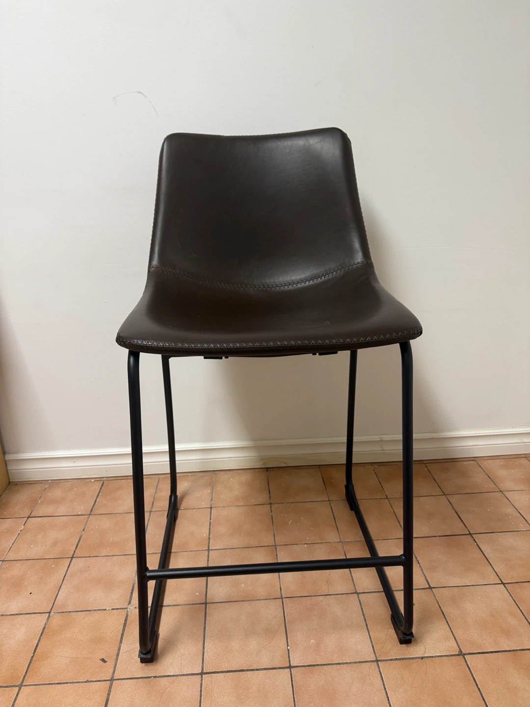 Brown Faux Leather Bar Stool