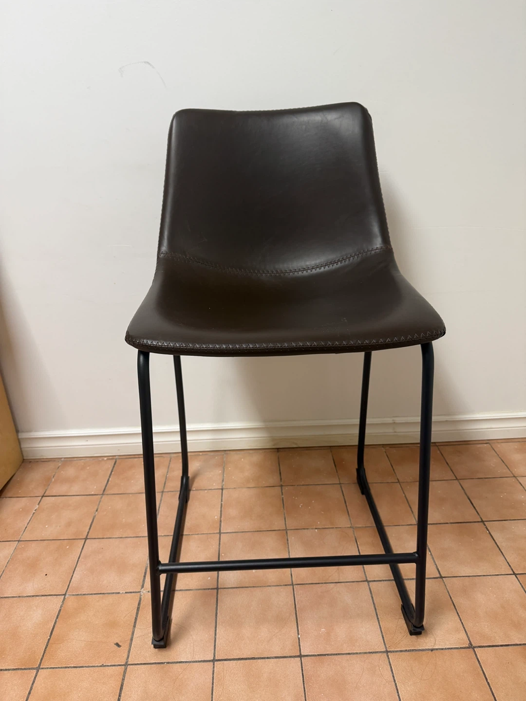 Brown Faux Leather Bar Stool - photo 2