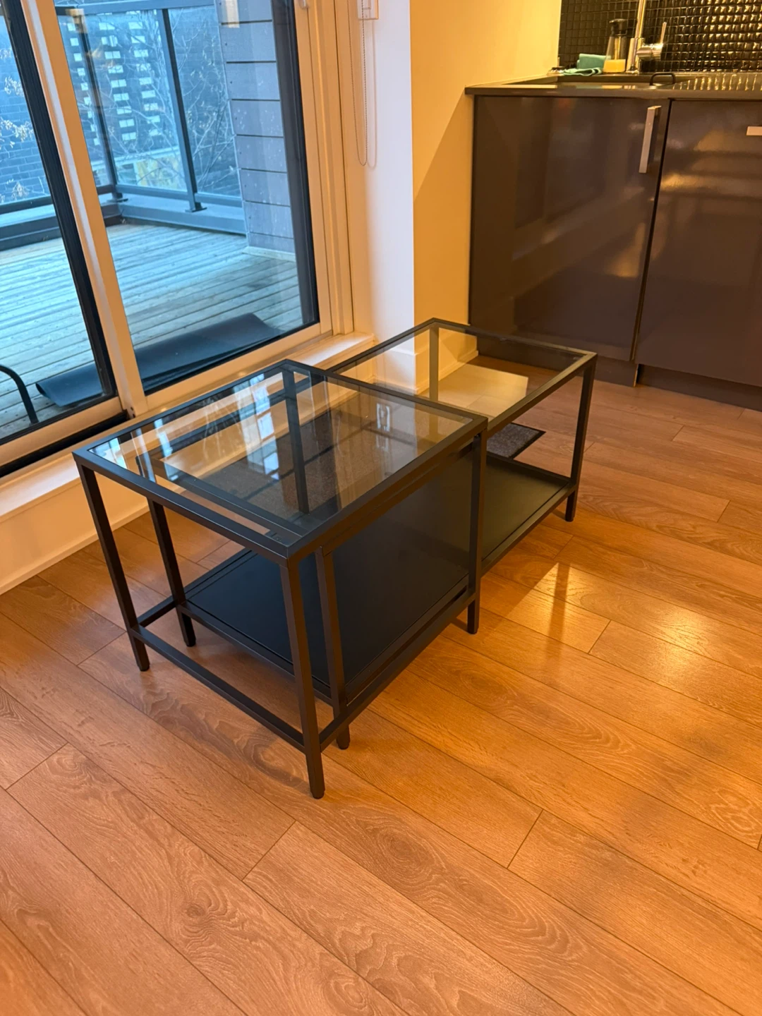 Black Metal & Glass Side Tables (Set of 2) - photo 3