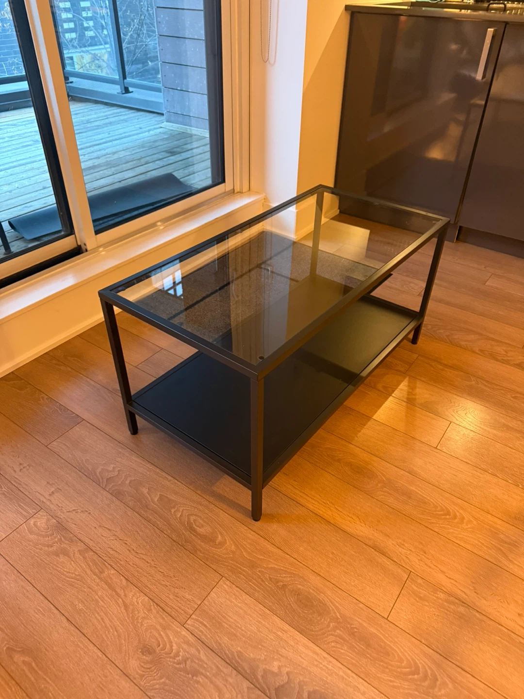 Black Metal & Glass Side Tables (Set of 2)