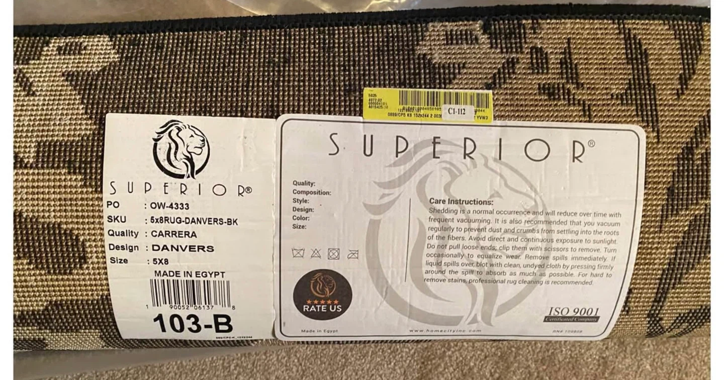 NEW/Unused Superior Carrera Danvers Black Rug - 5x8 - photo 3
