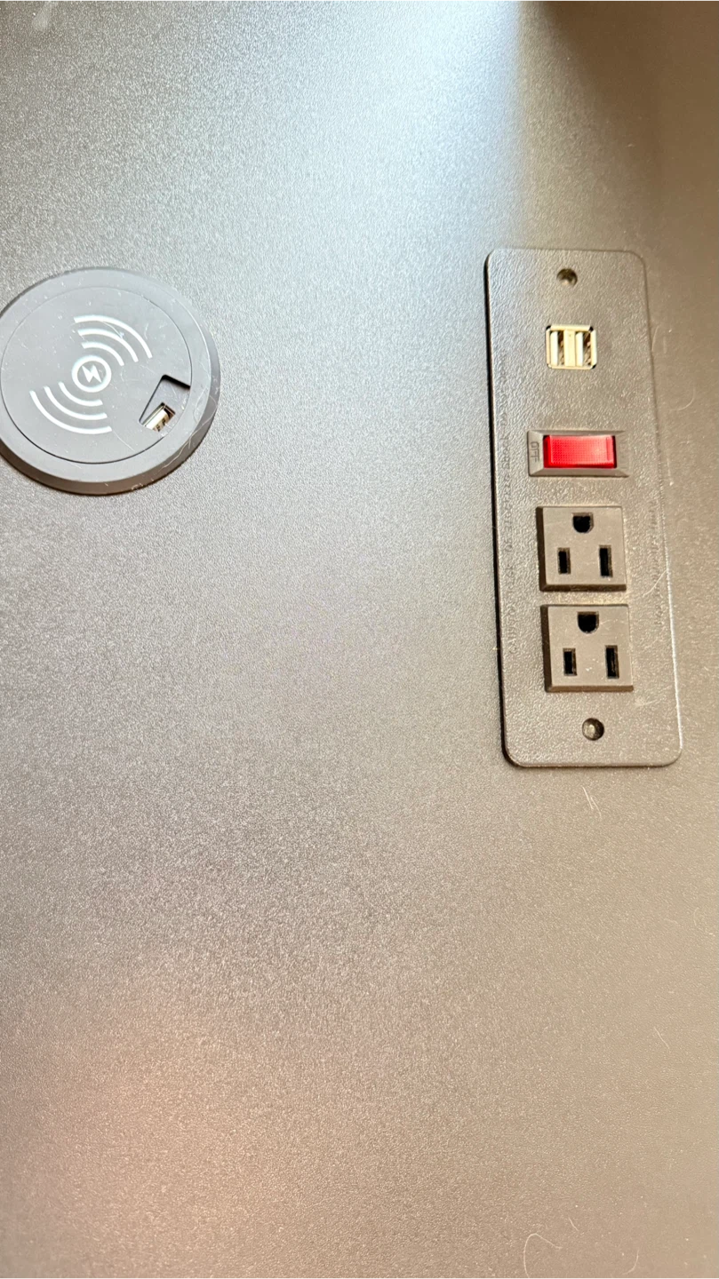 Black L-Shaped Gaming Desk with Power Outlets - photo 2