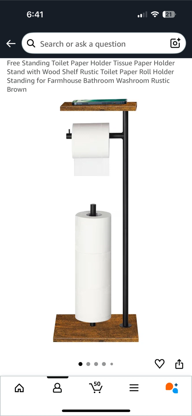 Toilet Paper Holder Stand with Wood Shelf - photo 4